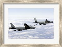 Framed B-52H Stratofortress refuels with a KC-135R Stratotanker