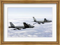 Framed B-52H Stratofortress refuels with a KC-135R Stratotanker