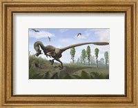 Framed Saurornitholestes seeks prey in burrows
