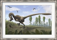 Framed Saurornitholestes seeks prey in burrows