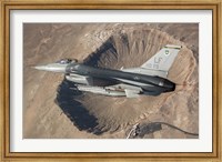 Framed F-16C Fighting Falcon flying above Arizona's Meteor Crater