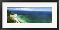 Framed Aerial view of chalk mountain and sea, Mons Klint cliffs, Denmark