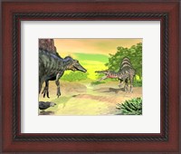 Framed Confrontation between two Spinosaurus dinosaurs