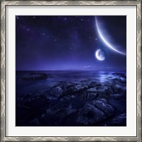 Framed Nearby planets hover over the ocean on this world at night