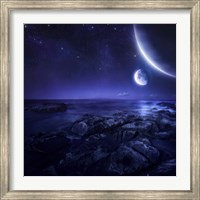 Framed Nearby planets hover over the ocean on this world at night