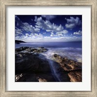 Framed Rocky shore and tranquil sea, Portoscuso, Sardinia, Italy