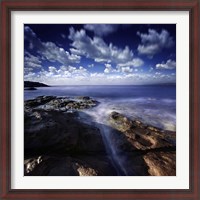 Framed Rocky shore and tranquil sea, Portoscuso, Sardinia, Italy