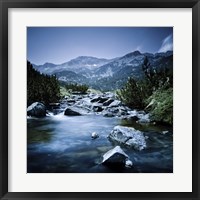 Framed Small river flowing through the mountains of Pirin National Park, Bulgaria