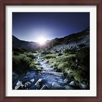 Framed Small stream in the mountains at sunset, Pirin National Park, Bulgaria