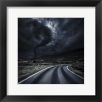 Framed Tornado near a winding road in the mountains, Crete, Greece