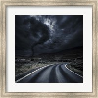 Framed Tornado near a winding road in the mountains, Crete, Greece