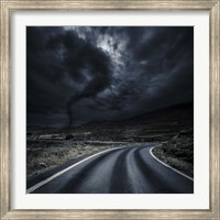 Framed Tornado near a winding road in the mountains, Crete, Greece