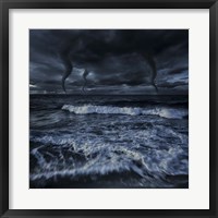 Framed Tornados in a rough sea against stormy clouds, Crete, Greece