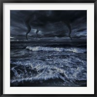 Framed Tornados in a rough sea against stormy clouds, Crete, Greece