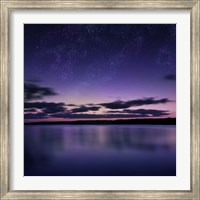 Framed Tranquil lake against starry sky, Russia