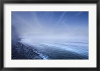 Framed Misty seaside in the evening, Mons Klint cliffs, Denmark