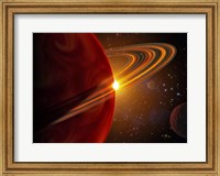 Framed Extrasolar planet orbiting the sun-like star in space