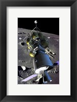 Framed Spaceship orbiting the moon