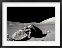 Framed Astronaut standing near a rock on the moon, Apollo 17