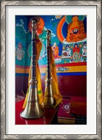 Framed Ceremonial horns at Shey Palace, Ledakh, India