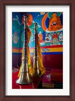 Framed Ceremonial horns at Shey Palace, Ledakh, India