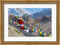 Framed Strings of prayer flags at Thiksey Monasterym Leh, Ladakh, India