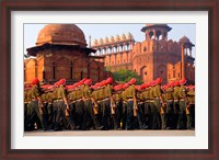 Framed Indian Army soldiers march in formation, New Delhi, India