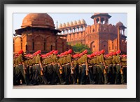 Framed Indian Army soldiers march in formation, New Delhi, India