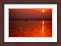Framed Sunset over the Ganges River in Varanasi, India