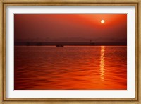 Framed Sunset over the Ganges River in Varanasi, India