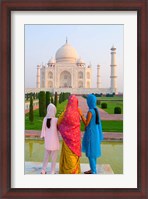 Framed Hindu Women with Veils in the Taj Mahal, Agra, India