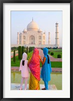 Framed Hindu Women with Veils in the Taj Mahal, Agra, India