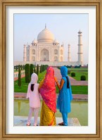 Framed Hindu Women with Veils in the Taj Mahal, Agra, India