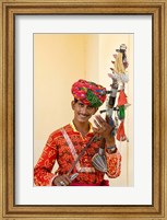Framed Young Man in Playing Old Fashioned Instrument Called a Sarangi, Agra, India