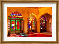 Framed Windows of colored glass, Mehrangarh Fort, Jodhpur, Rajasthan, India