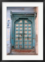 Framed Blue-painted door, Jojawar, Rajasthan, India