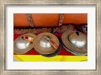 Framed Brass cymbals at Hemis Monastery, Ladakh, India