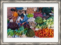 Framed Selling fruit in local market, Goa, India