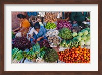 Framed Selling fruit in local market, Goa, India