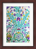 Framed Decorated Tile Painting at City Palace, Udaipur, Rajasthan, India
