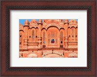 Framed Tourist by Window of Hawa Mahal, Palace of Winds, Jaipur, Rajasthan, India