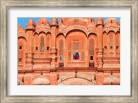 Framed Tourist by Window of Hawa Mahal, Palace of Winds, Jaipur, Rajasthan, India