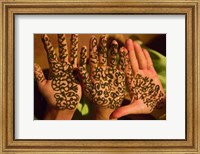 Framed Woman's Palm Decorated in Henna, Jaipur, Rajasthan, India