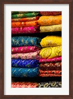 Framed Colorful Sari Shop in Old Delhi market, Delhi, India