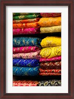 Framed Colorful Sari Shop in Old Delhi market, Delhi, India