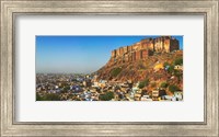 Framed Cityscape of the Blue City with Meherangarh, Majestic Fort, Jodhpur, Rajasthan, India