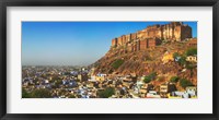 Framed Cityscape of the Blue City with Meherangarh, Majestic Fort, Jodhpur, Rajasthan, India