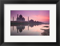 Framed Taj Mahal From Along the Yamuna River at Dusk, India