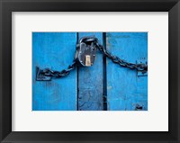 Framed India, Ladakh, Kargil, Padlock on blue door