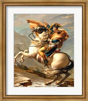 Framed Napoleon Crossing the Alps at the St Bernard Pass